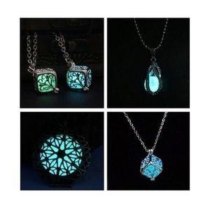 Glow in the dark square and orb Necklaces